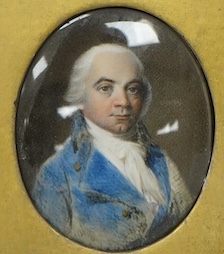 18th century English School, Portrait miniature on ivory, Portrait of a gentleman, possibly the father of General Scharretie, unsigned, housed in an ornate gilt frame (a.f.). CITES Submission reference 6KF5ATZK. Conditio